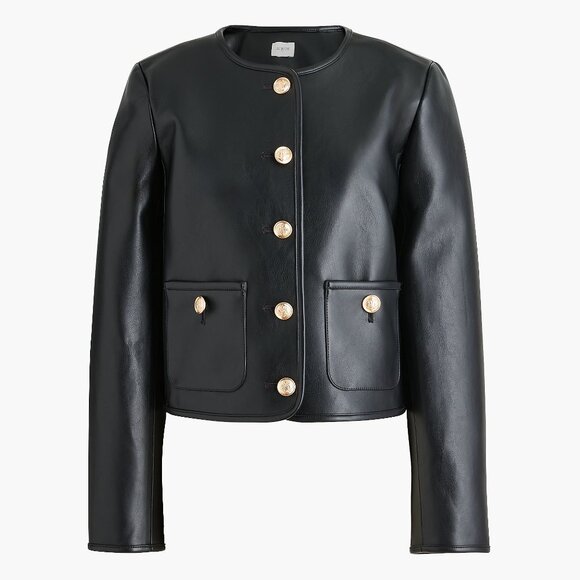 NWT J.Crew Factory Patch Pocket Faux-leather Lady Jacket - Picture 2 of 4